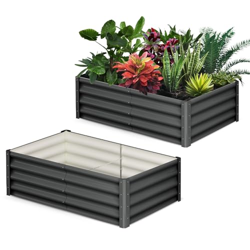 Garvee 2 Pack 6x3x1 ft Raised Garden Beds, Outdoor Galvanized Raised Beds - size: 6x3x1 FT