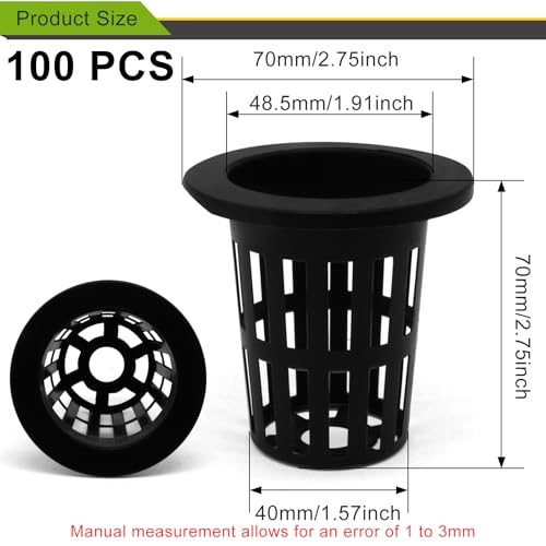 2.75 Inch Garden Plastic Slotted Mesh Cups Pots, Round Net Cups Plant Net Pot Bucket Basket for Hydroponics (100Pcs) - color: 100pcs, size: 2.75 Inch