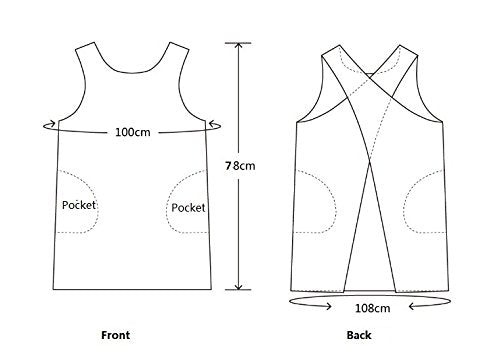 Cotton Linen Japanese Apron Halter Cross Back Bandage X Shape Aprons Two Pockets - color: Orangered
