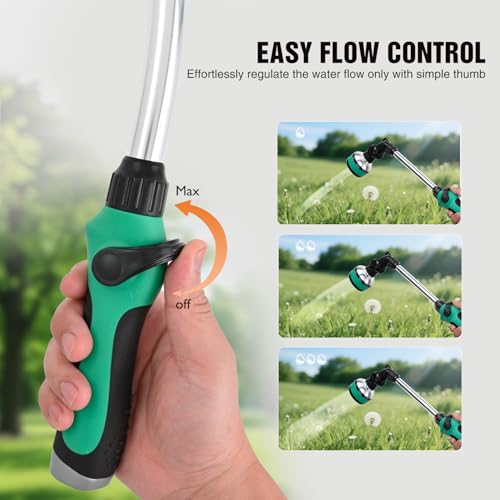 Yesker Metal Watering Wand for Garden Hose, 21 Inch, 10 Spray Patterns, Adjustable Water Sprayer with Pivoting Head, Garden Hose Nozzle with Thumb Flow Control, Ideal for Water Plant and Yard Washing - size: 21 Inch (Upgraded)