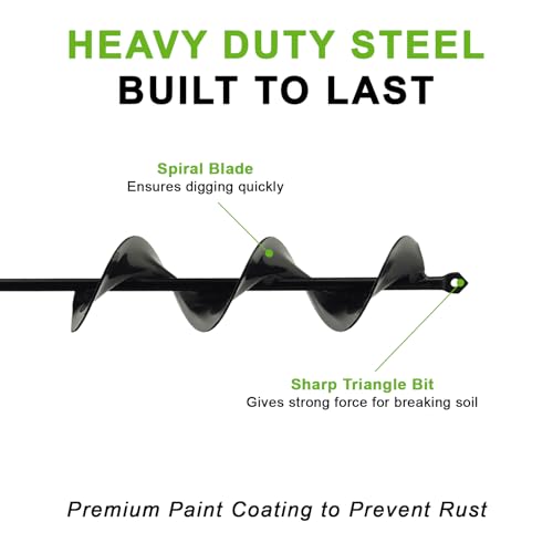 Auger Drill Bit for Planting 2.6 x 16.5 Inch, Garden Spiral Drill Bit for 3/8" Hex Drive, Earth Post Hole Digger Bulb Planter Plant Flower Planting Auger for Drill Rapid Bedding Digging - size: 2.6" x 16.5"-Black