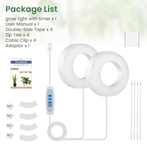 Kullsinss 3.5" Grow Light, 5000K 96 LEDs Plant Lights for Indoor Growing - size: 2-Head/White