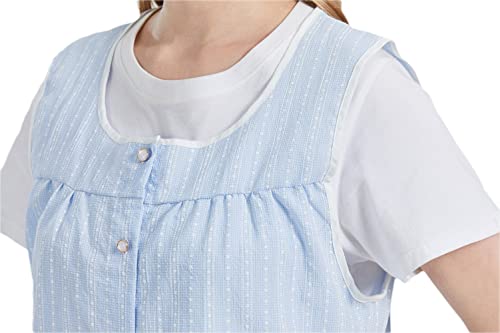 Nanxson Cobbler Aprons for Women with Pockets Smock Apron with Buttons - color: Blue Stripes, size: Medium
