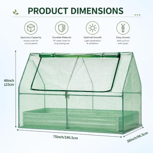 Garvee 6x3x1 FT Raised Garden Bed with PE Cover & Self-Watering System - color: Beige W/ Pe Cover, size: 6x3x1 ft