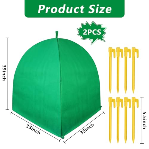 2 Pack Winter Plant Covers for Freeze Protection, 35×35×39 Inch Shrub Tent - size: 35 x 35 x 39 Inches