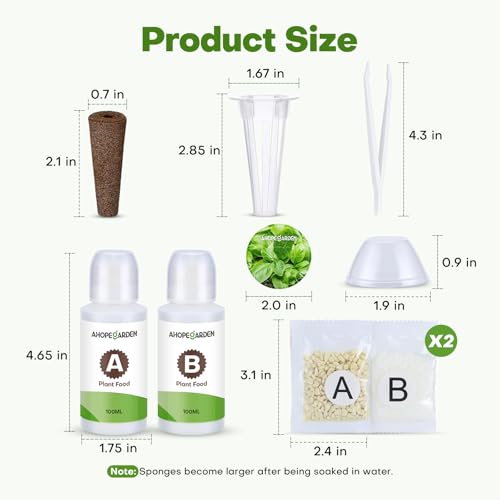 Ahopegarden 166PCS Hydroponic Pods Herb Kit: Grow Anything Kit With 600ml A&B Plant Food, 40 Grow Sponges, 40 Baskets, 40 Domes, 40 Labels, 1 Tweezer - Hydroponics Supplies for Aerogarden & Most Brand - style: 166pcs Hydroponic Pod kits