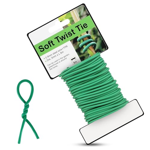 SooGree Plant Ties, 26.2 Feet Soft Twist Garden Ties for Supporting Climbing Plants, Flexible Wire for Tomatoes, Vines, Outdoor Climbing, Vegetables & Office Home Organization(Diameter 3mm) - size: 3MM*8M