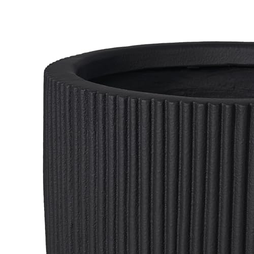 16" Pillar Fluted Planter - Handmade Fiberglass Composite - color: Black, size: Pillar