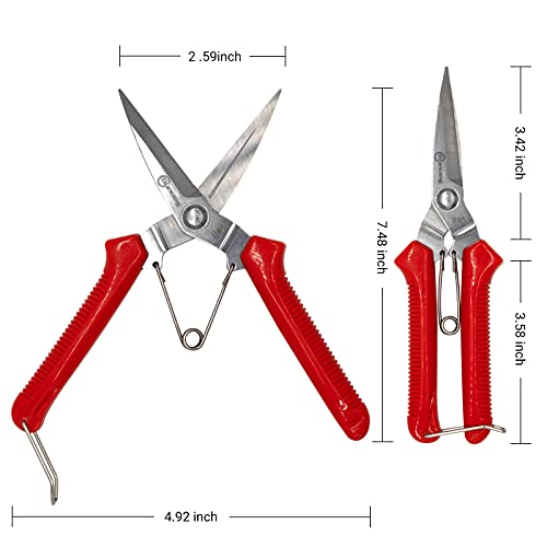 Sanung 910 2 PACK Garden Pruning Shears Multipurpose Flower Stems Branch Fruit Picking Shears Scissors Gardening Hand Pruners with Straight Steel Blades Safety Lock