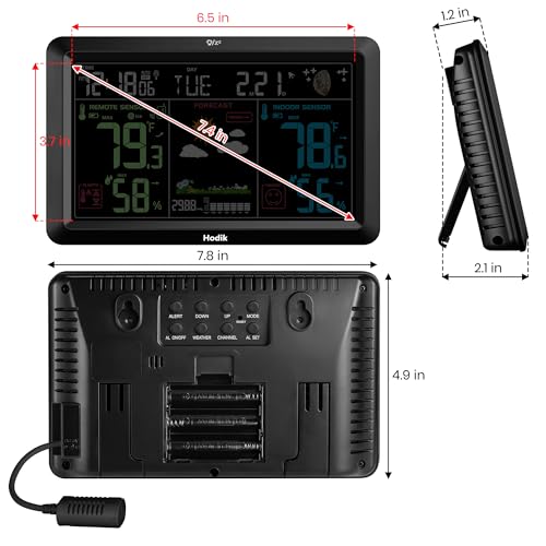 Weather Station Wireless Indoor Outdoor Thermometer Clock (Black)