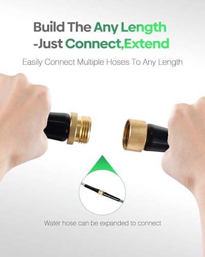 Short Metal Garden Hose 15 ft Connector, Stainless Steel Small Hose Extension Adapter for Hose Reel, Long, Flexible, Lightweight & Heavy Duty Water Pipe, No Kinking Outdoor Water Hose for Yard 15 Feet - size: 15ft Male to Female