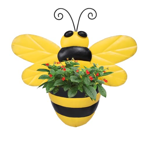 Bee Metal Wall Mounted Succulent Planter Indoor - color: Bee Yellow