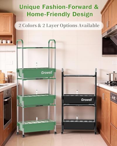 Growell 81 Pods Hydroponics Growing System Kit with Independent Water Pump - color: Green, size: 26" - 3 Tier (81 Pods)