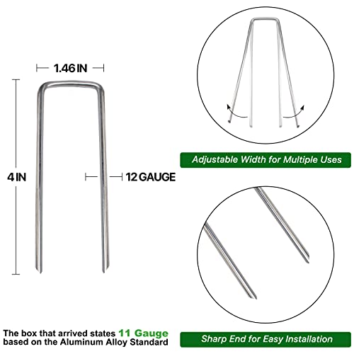 Landscape Staples 4 Inch 50 Pack Galvanized Garden Stakes Anti-Rust Landscape Pins for Weed Barrier Fabric, Artificial Turf and Landscape Fabric - size: 4inch50pcs