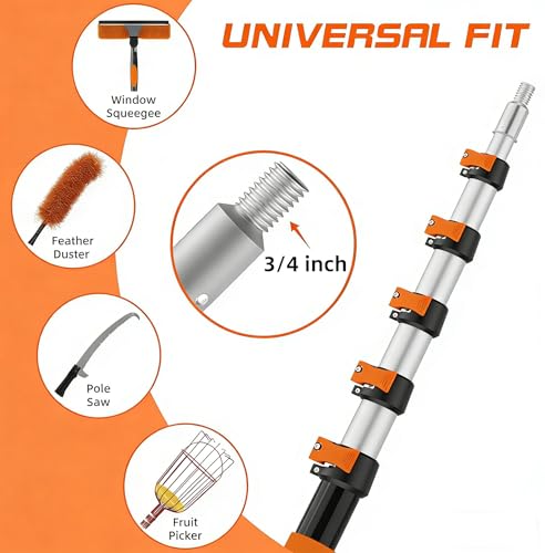 35FT Manual Pole Saw for Tree Trimming, 5-29FT Telescoping Extension Pole with Flip-Lock & Screw Dual Locking, 19" 3X Detachable Pruning Saw Head, Yard Maintenance Pruner for Garden Palms Shrubs - size: 5-29FT