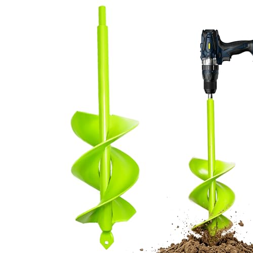 Upgrade Auger Drill Bit for Planting, 3”x12” Auger Drill Bit-Garden Auger Spiral Drill Bit, Heavy Duty Garden Auger for 3/8” Hex Driver Drill - size: 3"x12"-Green