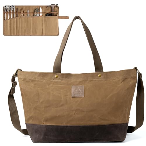 OneTigris Waxed Canvas Tool Tote Bag, 36L Heavy Duty Storage Bag