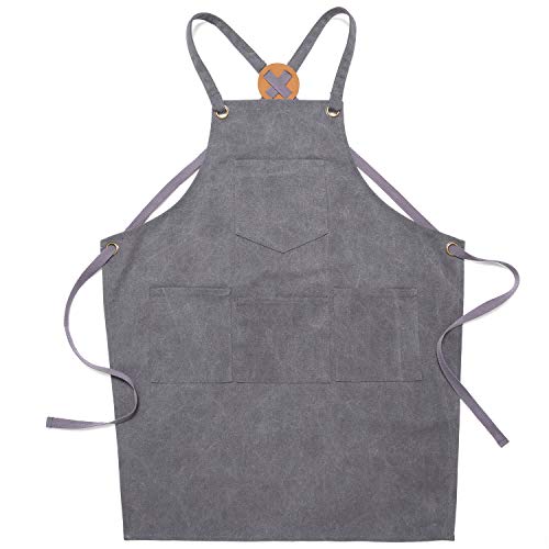 NEOVIVA Work Apron for Kid Boys with Pockets,Canvas Tool Apron for Kids - color: Frost Gray
