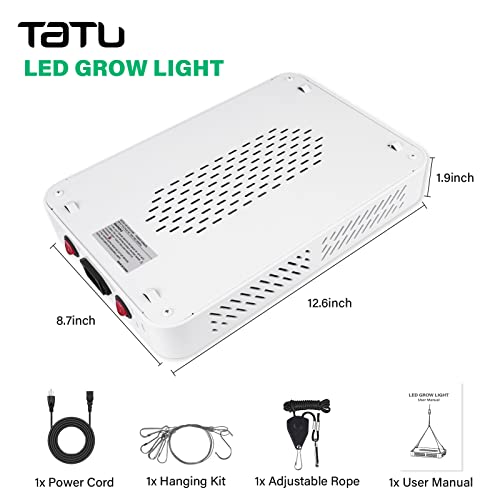 TATU 1000w LED Grow Light for Indoor Plants, Full Spectrum Plant Light - size: 12.6"D x 8.7"W x 1.9"H