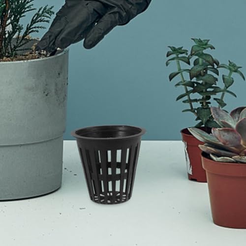 Toddmomy Hydroponic Grow Baskets 5-Pack 2.16X1.96X1.18 in Slotted Mesh Net Cups for Root Aeration Seed Starting Vegetables Orchids Aquaponics Plant Starter Containers