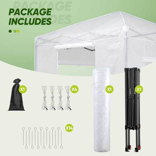 EAGLE PEAK 8x8 Easy Setup Pop Up Greenhouse, Clear/White - color: Clear/White, size: 8x8