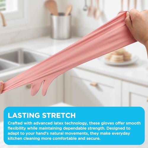 Household Gloves for Dishwashing Cleaning Waterproof No-slip Reusable for Kitchen & Bathroom 2 Pairs - size: Medium