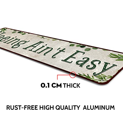 Rustic Tin Sign Hoeing Ain't Easy Gardening Garden - color: hoeing ain't easy