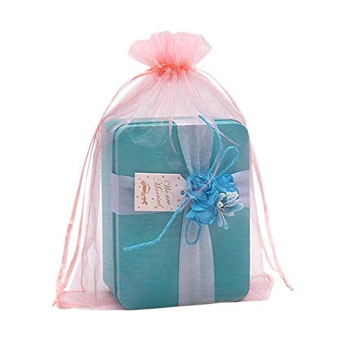 HRX Package 100pcs Mesh Organza Bags 6x9 in for Gift Giving, Large (Pink) - color: Blush Pink