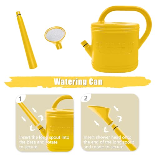 1 Gallon Watering Can, Plant Watering Can with Stainless Steel Shower Head - color: Yellow, size: 1 Gallon