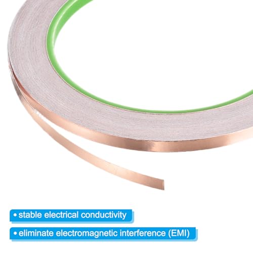 PATIKIL Copper Foil Tape 0.2 Inch x 66 Feet 0.05mm Thick Double Sided Conductive Adhesive EMI Shielding for Electronics, Circuits, Grounding - size: 0.2 Inch x 66 Feet
