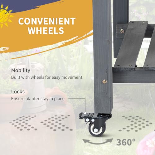 Outsunny Wooden Raised Garden Bed with 8 Grow Grids 49"x21"x34", Gray - color: Gray