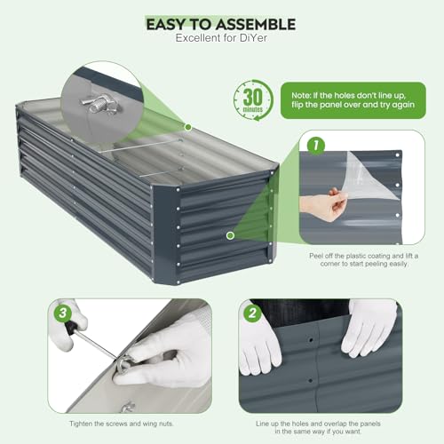 Raised Garden Bed Kit 6x2x1.4ft, Metal Planter Boxes Outdoor,IronGrey - color: Irongrey, size: 6x2x1.4ft