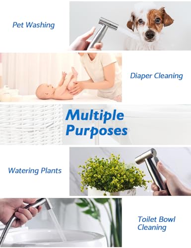 BRITULIF 2-Pack Handheld Bidet Sprayer for Toilet, Adjustable Pressure - color: Brushed Nickel, size: 2 SET - Cold