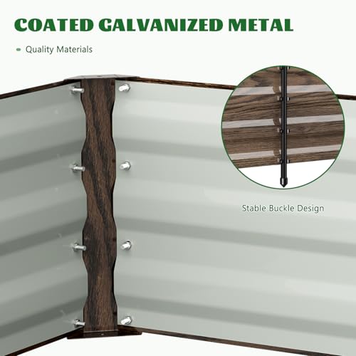 3 in 1 Galvanized Raised Garden Bed with 87" H Arch Trellis - color: Wood Grain, size: 71" Lx 35.4" Wx 12"H