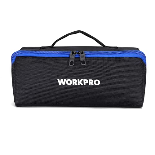WORKPRO 10" Tool Bags, 3 Pack Zipper Tool Pouch with Wide Mouth Design - color: Black
