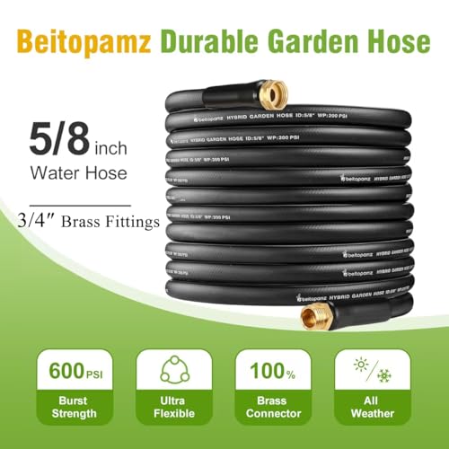 Short Garden Hose 3 ft x 5/8" Female to Female, Heavy Duty Small Water Hose Extender Connector, Leak-Free Connections Hybrid Rubber Leader Hose with 3/4" Double GHT Fittings, Black - size: 3ft Female to Female