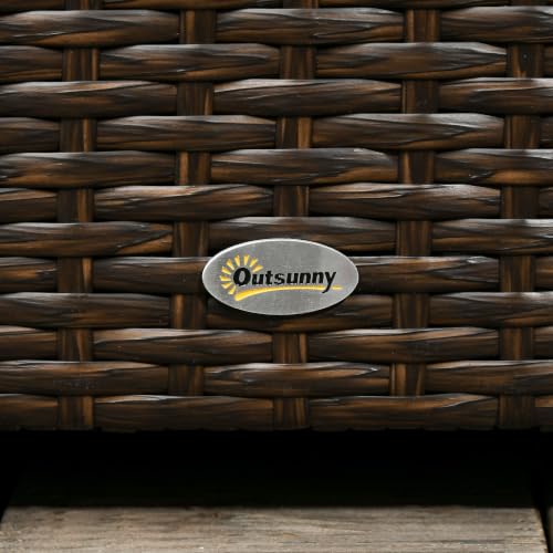 Outsunny 113 Gallon Deck Box Rattan Outdoor Storage Box Brown