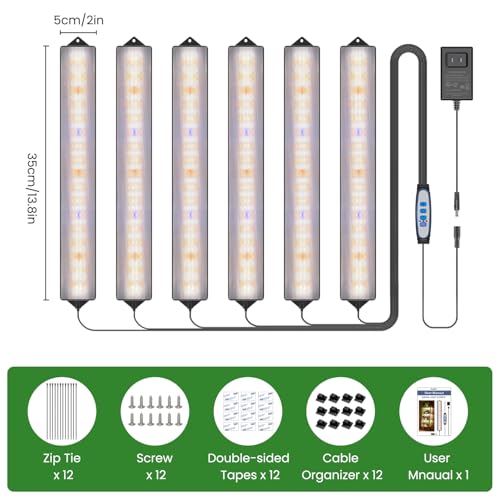 Wolezek 14in Grow Light Strip for Indoor Plants, Full Spectrum - size: 6 Pack