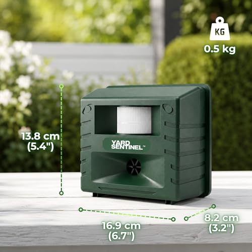 ASPECTEK Yard Sentinel Ultrasonic Animal Repeller, 5500 Sq. Ft. Coverage with 24Hrs Motion Sensor, Night Scanner, Deterrent for Deer, Raccoon, Bear, Rabbit, Skunk and Fox, Includes 10m Extension Cord - style: Original