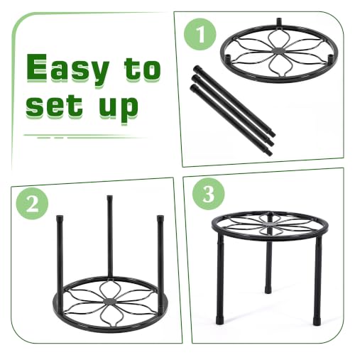 VECELO Metal Plant Stands Set of 5, Multiple Heavy Duty Flower Pot Stand, Round Plant Holder, Black - color: Black