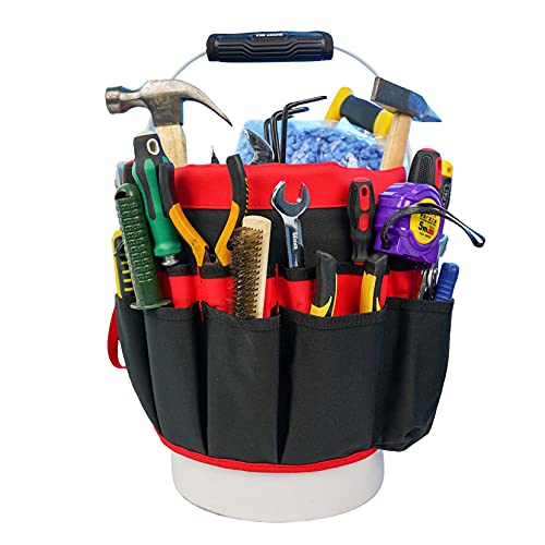MELOTOUGH Bucket Caddy Organizer Bucket Tool Organizer for Garden Tools Fit 3.5 to 5 Gallon Bucket (Red) - color: Red