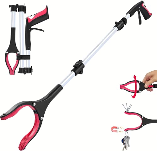 Grabber Reacher Tool - 43β Extra Long Foldable Gripper and Reaching Tool - Heavy Duty Pick Up Stick Grabbers for Seniors, Trash, Surgery Recovery Must Haves Gifts (Red-43in) - color: Red-43in