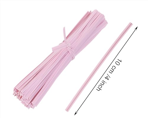 ONLYKXY 80pcs plastic Twist Ties Plant Ties Reusable Bread Twist Ties cake pop ties Cable Ties Candy Ties for Bags 4 Inch (Pink) - color: Pink