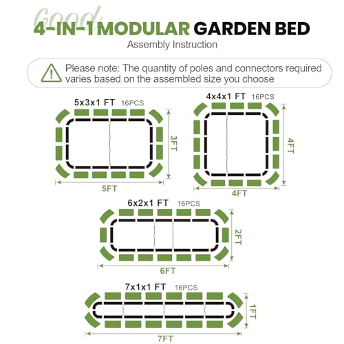 G GOOD GAIN Raised Garden Bed Outdoor, 4-in-1 Modular Metal Planter, Grey - color: Gray, size: 5x3x1ft(1pcs)