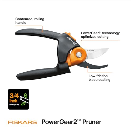 Fiskars PowerGear2 Bypass Pruning Shears, 3/4" Cut Capacity Garden Clippers, PowerGear2 (Pack of 6) - size: PowerGear2 (Pack of 6)