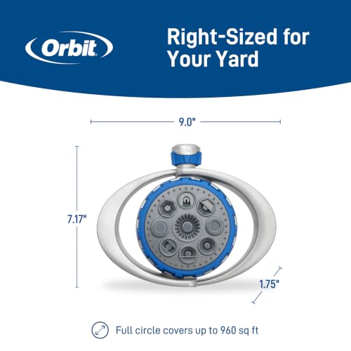 Orbit Metal 8-Pattern Turret Sprinkler, Weighted Base - 28252