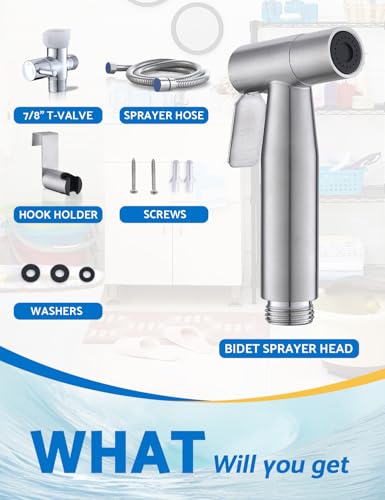 BRITULIF 3-Pack Handheld Bidet Sprayer for Toilet, Adjustable Pressure - color: Brushed Nickel, size: 3 SET - Cold