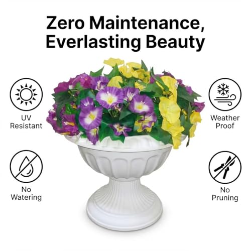 Qfglly 6 Bundles Artificial Morning Glories Silk UV Resistant12 Outdoor