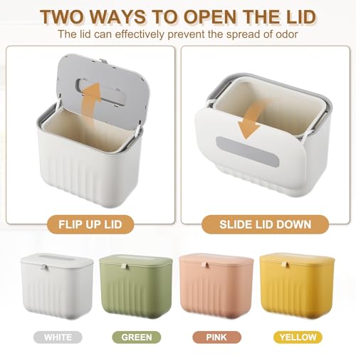 uxcell Kitchen Compost Bin Hanging Small Trash Can, 7L/1.8Gallon Plastic Trash Can with Lid, Suitable for Countertop, Under Sink or Wall Mounted, White - color: White