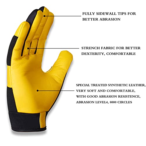 SAWANS Leather Gardening Gloves Working for Women and Men Utility Dexterity Breathable Garden Work Safety Gloves - size: Medium